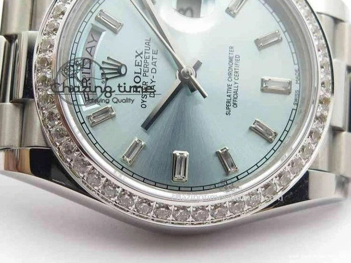Best AAA Replica Sites 3699 BP Stylish SS Maker Best Ice SS On Bracelet Bezel Diamond ETA Day Blue 40mm Date Edition Dial 1228